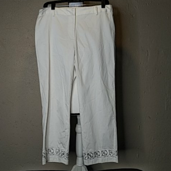 Kate Hill Pants - Kate Hill Embroidered Cut Out @ Ankle Crop Pants 8